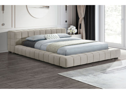 Kinsley - Upholstered Full Platform Bed With Low Profile And Tufted Headboard - Taupe