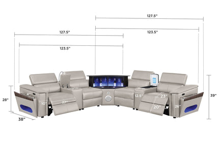 Nova - Sectional With Bluetooth Speaker, LED And Lifting Wine Cabinet