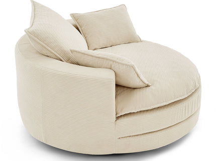 360° Swivel Accent Barrel Chair With Dual Layer Cushion And 3 Removable Pillows