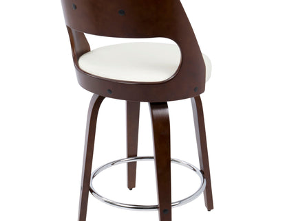 Cecina - Mid-Century Modern Fixed Height Counter Stool With Swivel And Round Footrest (Set of 2)