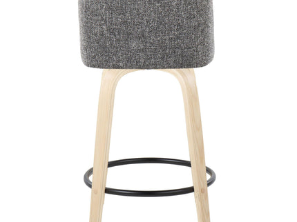 Toriano - Contemporary, Fixed Height Counter Stool With Swivel And Round Footrest (Set of 2)