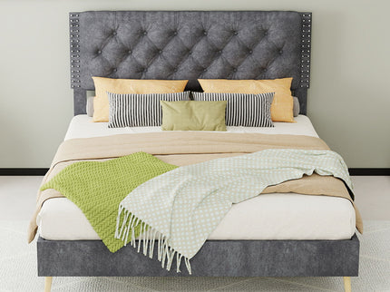 Upholstered Bed With Tufted Headboard