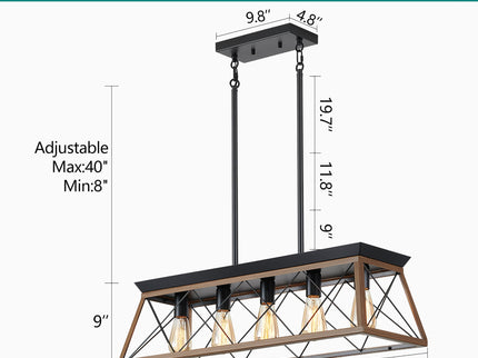 Chandelier Pendant Light For Dining Room Kitchen, 5 Light Fixture With Adjustable Height