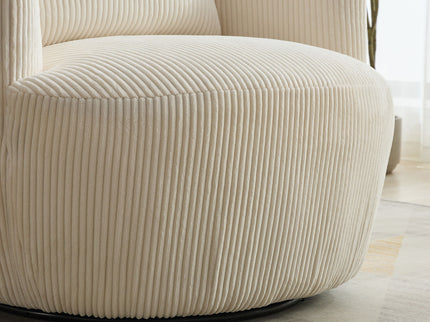 Wide Upholstered 360° Swivel Barrel Soft Chair With Pillow
