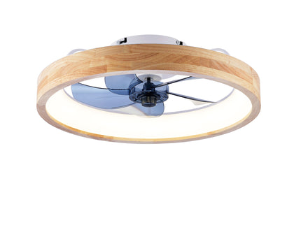 Ceiling Fans With Lights And Remote, 3000 - 6500K Dimmable Flush Mount LED Fan Light, 6 Speeds, Quiet DC Motor For Living Room - Matte White / Natural Wood