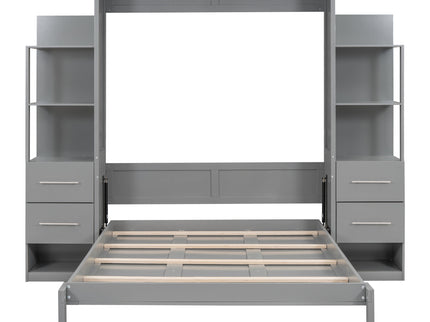 Murphy Wall Bed With LED Lights, Shelves And Drawers