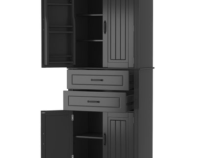Multi Functional Storage Cabinet With Adjustable Shelves, 2 Drawers, Door Shelves