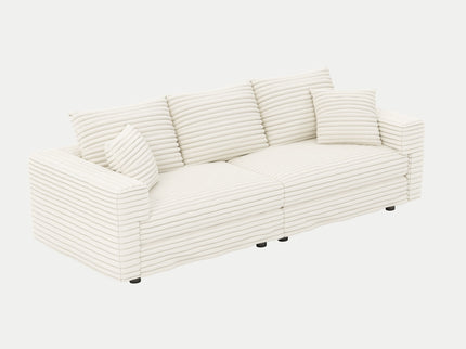 Deep Seat Convertible Sofa With Soft Pillows And Ottomans
