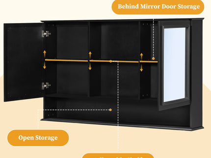 Wall Mounted Bathroom Medicine Cabinet With Double Mirrored Doors