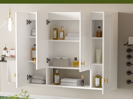 30" Bathroom Cabinet With 5 Adjustable Shelves, Wall Mounted Medicine Cabinet - White