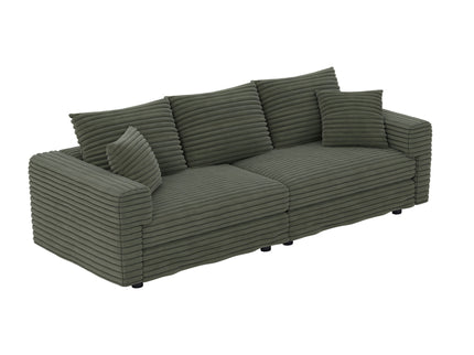 Convertible Deep Seat Sofa With Soft Pillows And Ottomans
