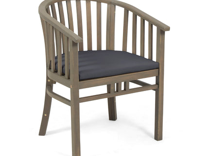 Outdoor Wooden Dining Chairs With Cushions (Set of 2)