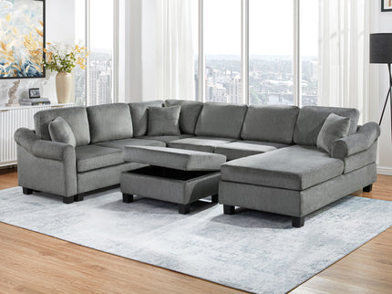 Contemporary U - Shaped Sectional Sofa With Movable Storage Ottoman
