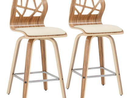 Folia - Mid Century Modern Counter Stool With Footrest (Set of 2)