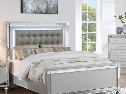 3 Piece Bedroom Set, Sleek Modern Bed With LED Nightstands