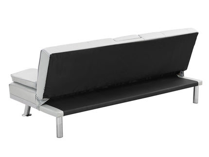 Futon Sofa Bed With Armrest Two Holders Wood Frame, Stainless Leg