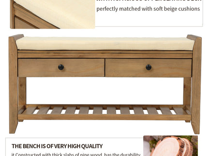 Multipurpose Entryway Shoe Rack With Cushioned Seat And Drawers