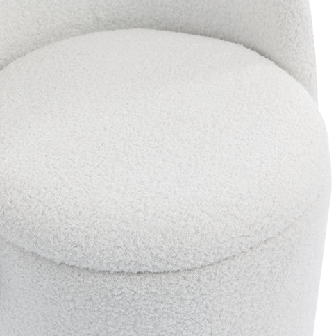 Barrel Chair & Built In Storage, 360° Swivel - Beige