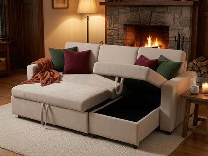 L - Shaped Convertible Sofa Bed With Storage Chaise