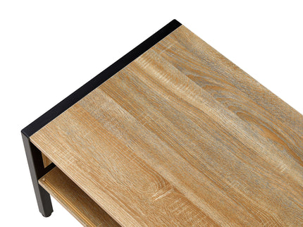 40.16" Rattan Coffee Table, Sliding Door For Storage, Metal Legs, Modern Table For Living Room