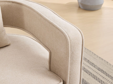 Swivel Accent Open Back Barrel Chair With Weathered Base