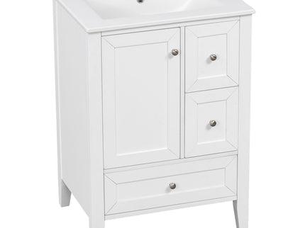 Modern Bathroom Vanity With Sink, Freestanding Cabinet With Drawers And Shelves