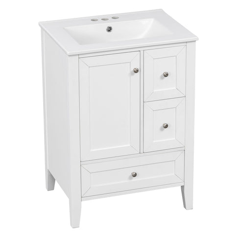 Modern Bathroom Vanity With Sink, Freestanding Cabinet With Drawers And Shelves