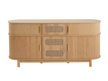 Fluted Sideboard Buffet Cabinet With Sliding Doors And Adjustable Shelves