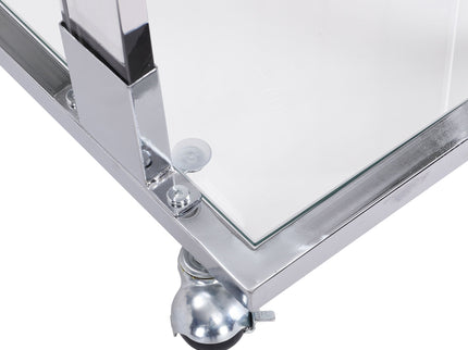 Side Table, Sofa Table, Glass Top C Shape Square Table With Metal Base For Living Room, Bedroom, Balcony Home And Office