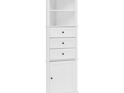 Tall Storage Cabinet With 3 Drawers And Adjustable Shelves For Bathroom