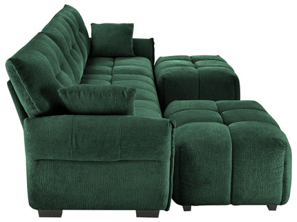 Sofa Set With Ottoman And Pillows, Textured, High Resilience Cushions