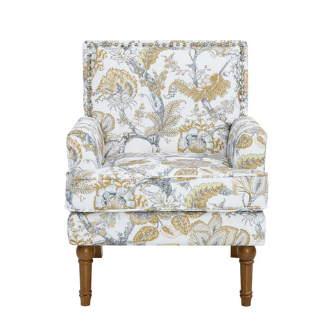 Floral Accent Armchair With Nailhead Trim