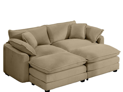 Oversized Modular Cushion Sofa With Ottoman, Low Back, Deep Seating Sofa Set