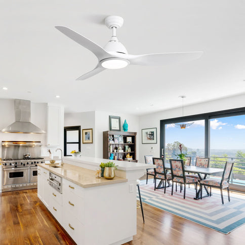 Bredoom Ceiling Fan With Remote Control And LED Light, Blades, Reversible DC Motor For Indoor / Outdoor Use