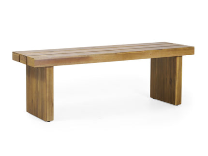 Nahanni - Rustic Acacia Wood Bench With Slat Design - Natural