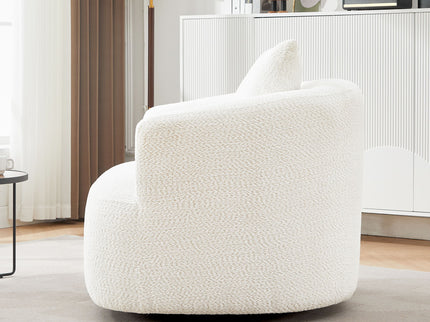 360° Swivel Barrel Sofa Chair With Throw Pillow, Upholstered Accent Chair