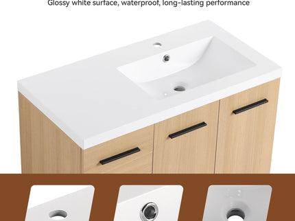 Wall Mounted Floating Bathroom Vanity With Sink, Door & Drawers Modular Cabinet