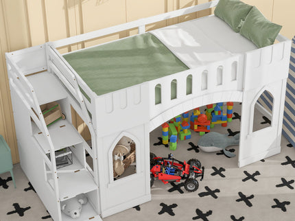 Loft Bed With Storage Staircase And Windows