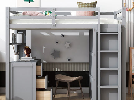 Loft Bed With Drawers, Desk, And Wardrobe