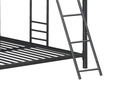 Triple Bunk Bed, Full Size With Sturdy Metal Frame And Safe Stairs - Black