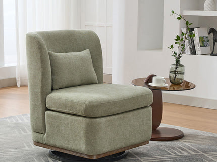 Wide Modern Cushioned Armless Metal Base 360° Swivel Chair With Pillow