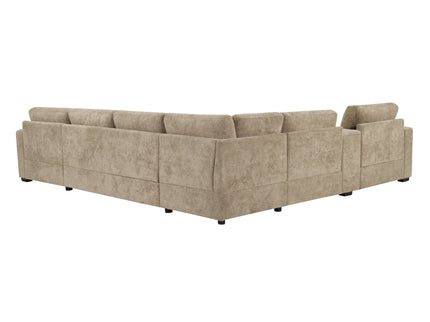 Modular 5 Seat U-Shape Sectional Sofa With Chaise Lounge, Built In Cup Holders And Storage Drawer