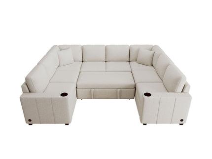 Convertible U-Shaped Sectional Sofa With Pull-Out Bed