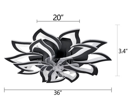 Ceiling Fan With Remote Control And Lights, 6 Speeds, 3 Color Temperatures, Low Profile Flush Mount