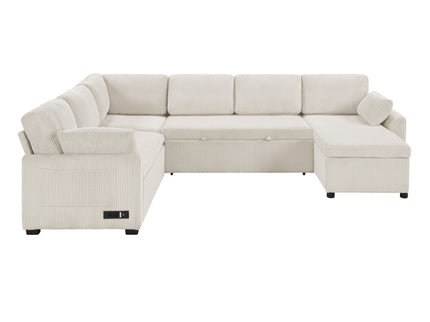 Convertible U-Shaped Sectional Sofa Bed With Reversible Chaise