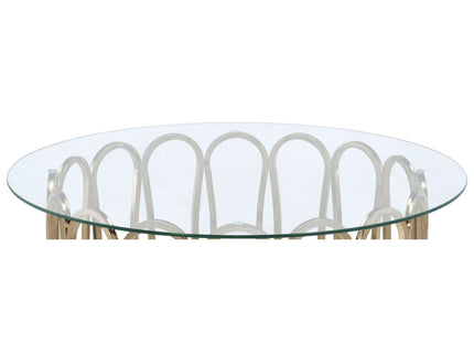 Round Glass Top Table With Polished Metal Base