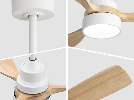 48" Ceiling Fan With Light, Dual Mount (Flush / Downrod), Dimmable LED, Quiet DC Motor, 3 Blades