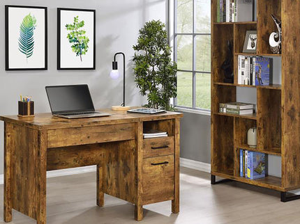 6 Tier Rectangular Bookcase With Accents - Brown