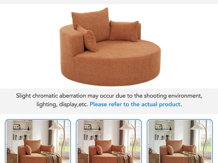360° Swivel Accent Barrel Chair With 3 Removable Pillows For Living Room