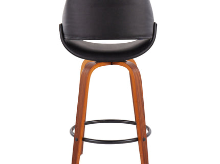 Fabrico - Mid Century Modern Fixed Height Counter Stool And Round Footrest (Set of 2)
